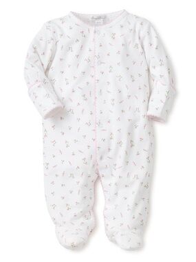Kissy Kissy White Floral Footie - Garden Roses Print